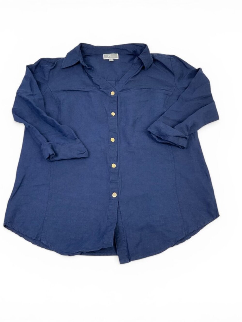 JM Collections Button Front Shirt Blue Classic Everyday Breathable Casual Top S